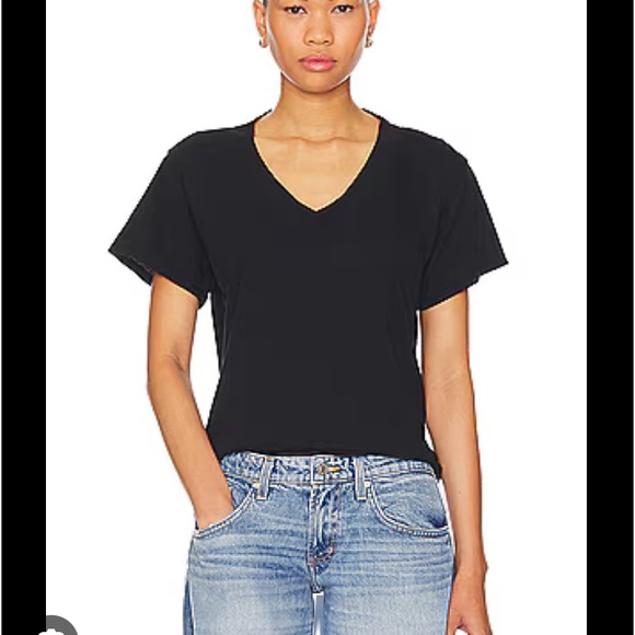 Enza Costa Tops - ENZA COSTA Black V Neck Rayon Silk Tee Shirt